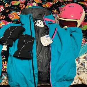 Volcom Teal Jacket with Pink Trim